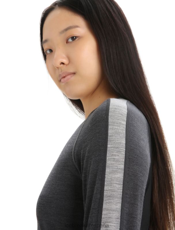 Icebreaker mujer Top térmico de manga larga con cuello redondo de merino 125 Zoneknit 0V2J0590 ropa jaspeado azabache/negro