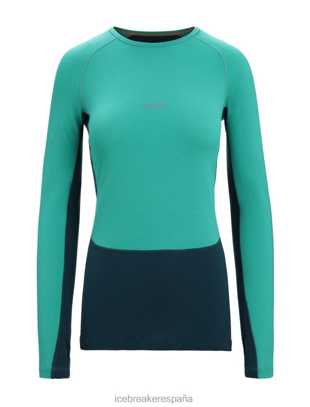 Icebreaker mujer Top térmico de manga larga con cuello redondo y merino de punto 200 zonas 0V2J0581 ropa gloria fresca/verde