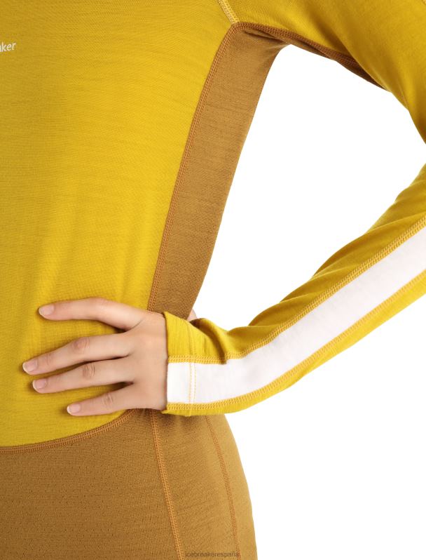 Icebreaker mujer Top térmico de manga larga con cuello redondo y merino de punto 200 zonas 0V2J0877 ropa oro silencioso/clavo