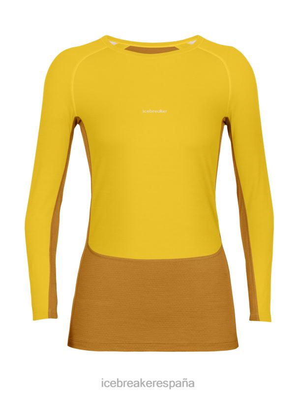 Icebreaker mujer Top térmico de manga larga con cuello redondo y merino de punto 200 zonas 0V2J0877 ropa oro silencioso/clavo