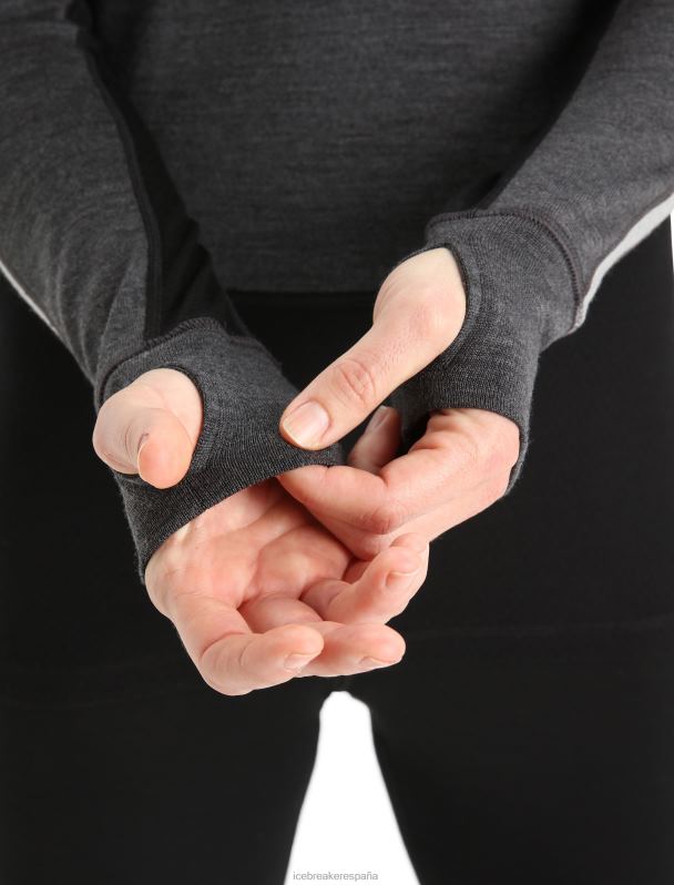 Icebreaker mujer Top térmico de manga larga y media cremallera de merino 260 Zoneknit 0V2J0596 ropa jaspeado azabache/negro