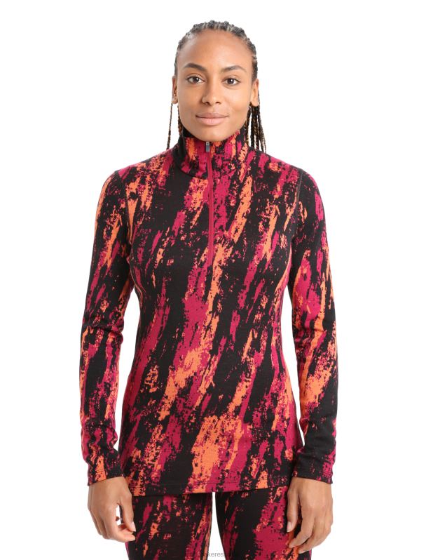 Icebreaker mujer camiseta térmica merino 250 vertex manga larga media cremallera sedimentaria 0V2J0818 ropa cereza/flash