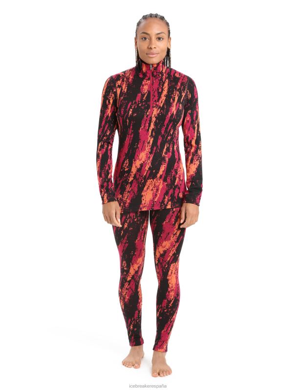 Icebreaker mujer camiseta térmica merino 250 vertex manga larga media cremallera sedimentaria 0V2J0818 ropa cereza/flash