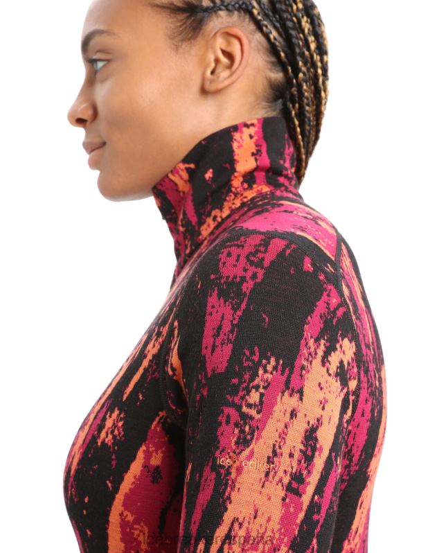 Icebreaker mujer camiseta térmica merino 250 vertex manga larga media cremallera sedimentaria 0V2J0818 ropa cereza/flash