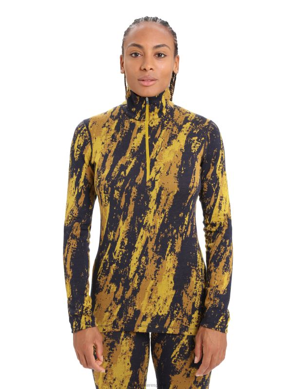 Icebreaker mujer camiseta térmica merino 250 vertex manga larga media cremallera sedimentaria 0V2J0819 ropa oro silencioso/clavo