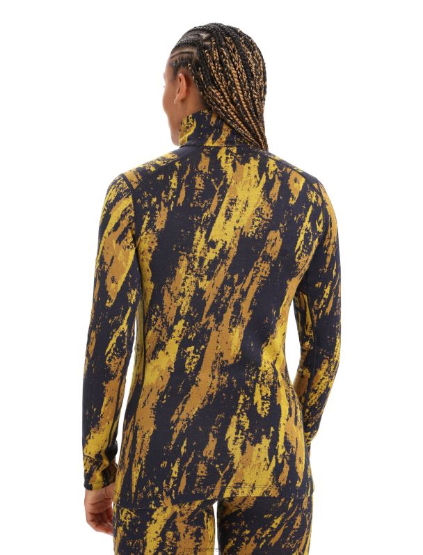 Icebreaker mujer camiseta térmica merino 250 vertex manga larga media cremallera sedimentaria 0V2J0819 ropa oro silencioso/clavo