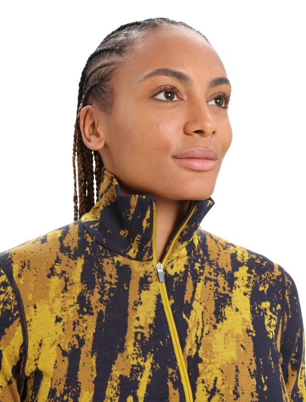 Icebreaker mujer camiseta térmica merino 250 vertex manga larga media cremallera sedimentaria 0V2J0819 ropa oro silencioso/clavo