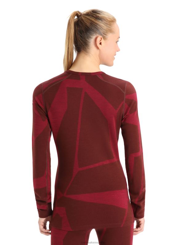 Icebreaker mujer merino 250 vertex camiseta térmica de manga larga con paisajes fracturados 0V2J0906 ropa espresso/cereza