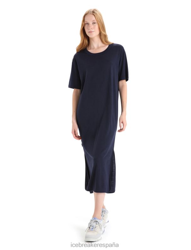 Icebreaker mujer vestido de granero de merino 0V2J0727 ropa azul marino de medianoche