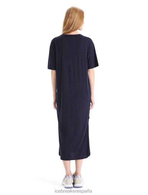 Icebreaker mujer vestido de granero de merino 0V2J0727 ropa azul marino de medianoche