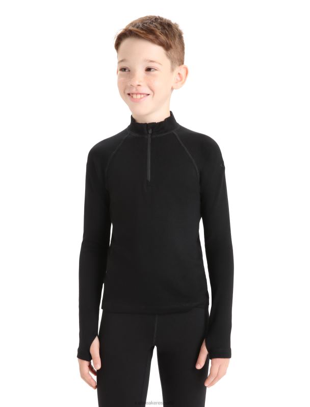 Icebreaker niños Camiseta térmica Merino 260 Tech de manga larga y media cremallera. 0V2J0937 ropa negro