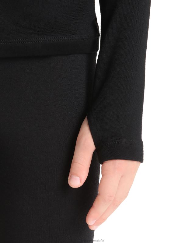 Icebreaker niños Camiseta térmica Merino 260 Tech de manga larga y media cremallera. 0V2J0937 ropa negro