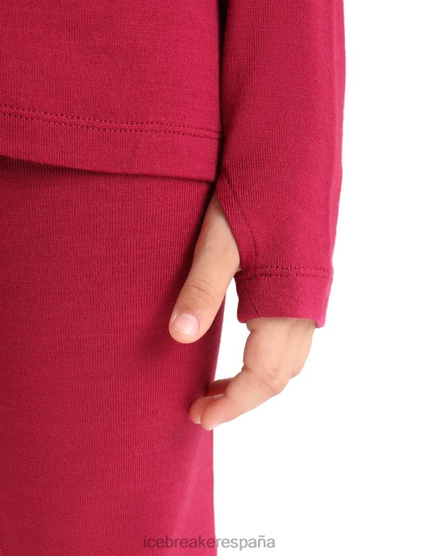 Icebreaker niños Camiseta térmica Merino 260 Tech de manga larga y media cremallera. 0V2J0943 ropa cereza